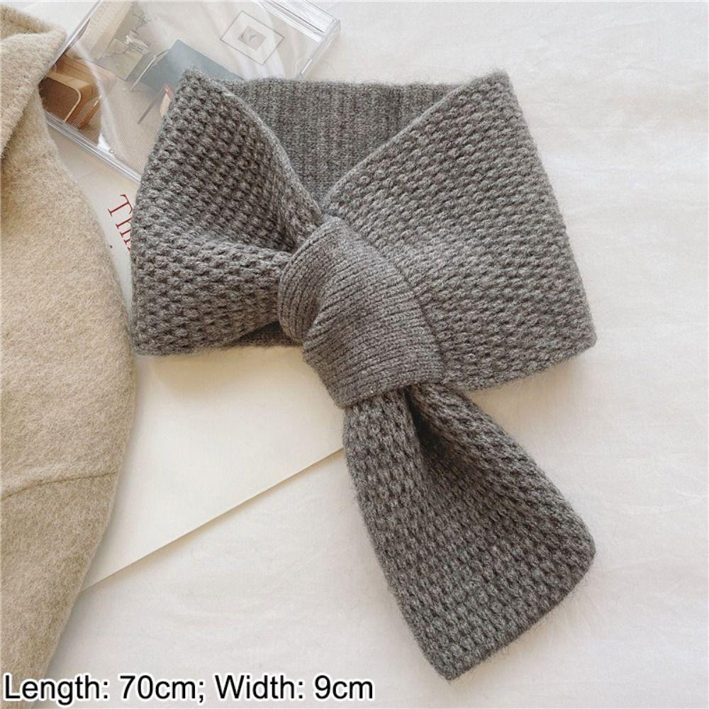 Knitted Neck Scarf Thick Neckerchief Wrap Winter Warm Cross Scarf  Girls