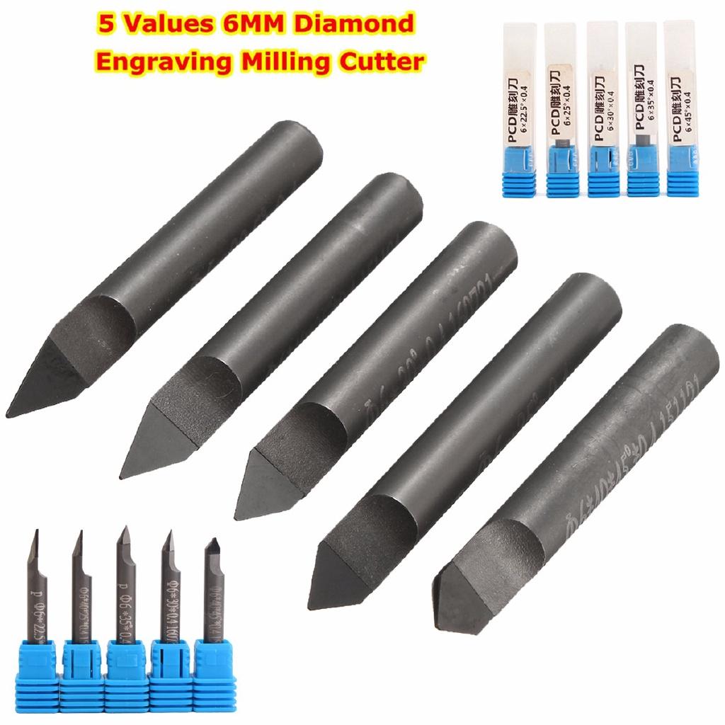 6MM 5 Valori Fresa per Incisione Marmo Granito CNC Diamante Punta per Incisione Punte per Incisione Fondo Piatto