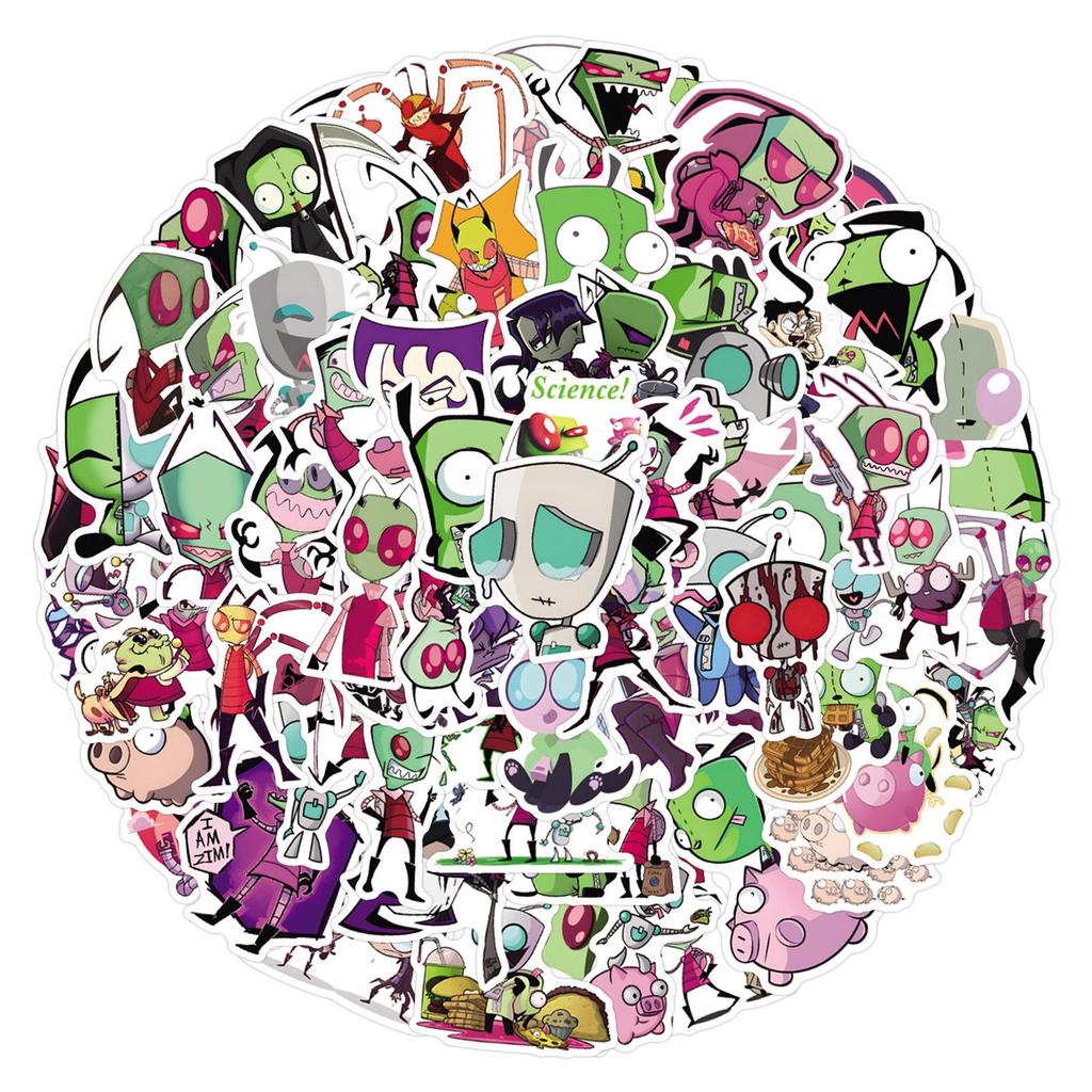55-110 Invader ZIM Graffiti Stickers for Car, Luggage, and Cups