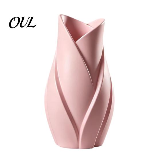 Kreativer Pflanzen-Display-Halter Blattförmige Kunstvase, 3D-gedruckte matte verdrehte florale moderne Skulptur Dekorative Vase für Blumen Blume Wohnzimmer