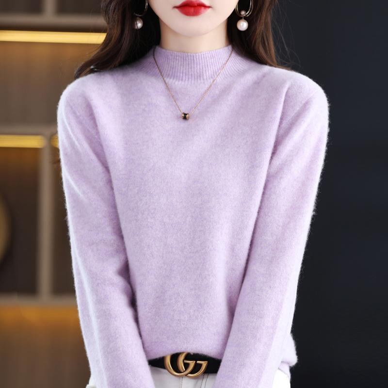 Damen Halbrollkragenpullover, Qinghe Kaschmir, 30% Kaschmir 70% Wolle, Winter Strickpullover Herbstpullover Kaschmirpullover