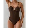Vintage One Piece Swimsuit Women Strap Hollow Out Backless Tummy Control Swimwear Beach Pool Bathing Suits