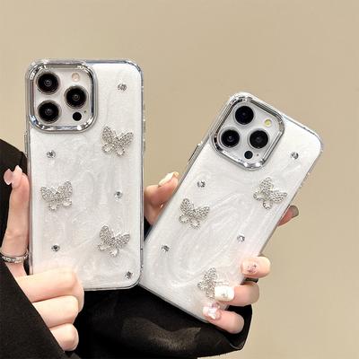 Rhinestone Butterfly Mobile Phone Case For Iphone15Promax Epoxy Glitter Apple 17 Internet Celebrity 16 Women'S Light Luxury