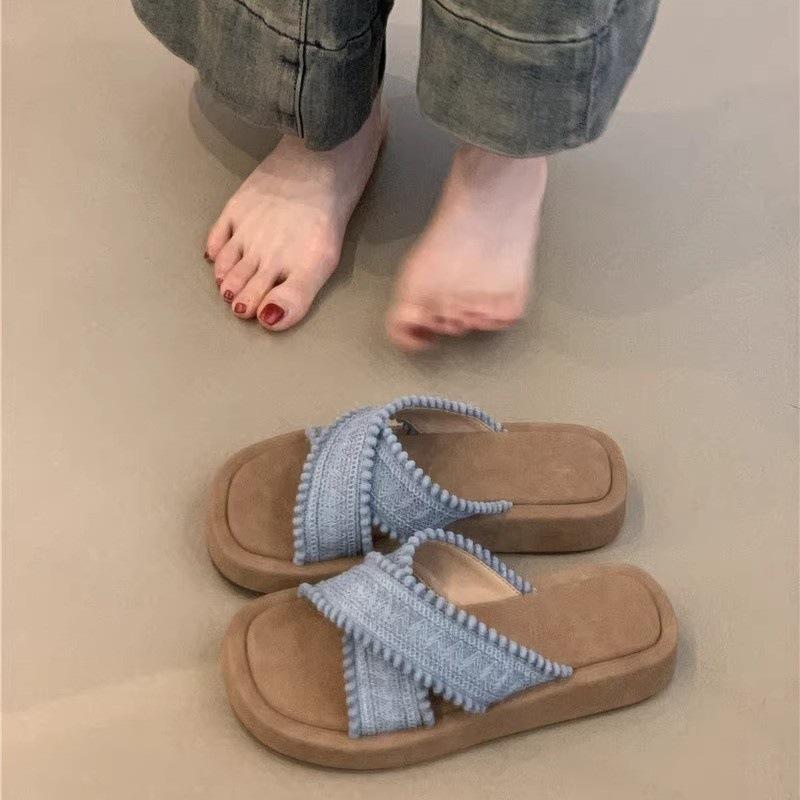Platform Small Man Cool Slippers Summer 2025 French Gentle Fairy Vacation Cross Sandals Female