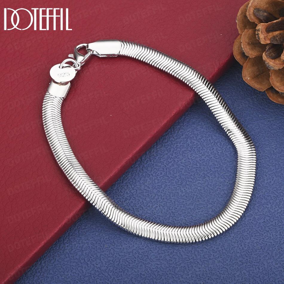 

Браслет-цепочка «Снейк» из стерлингового серебра 925 пробы, 6 мм, свадебное украшение 20cm