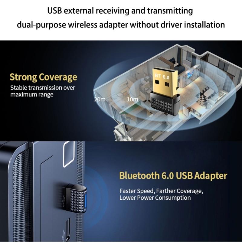 Wireless Bluetooth-compatible 6 0 Receiver & Transmitter For Computer Works With Keyboards Mouse Headsets And More