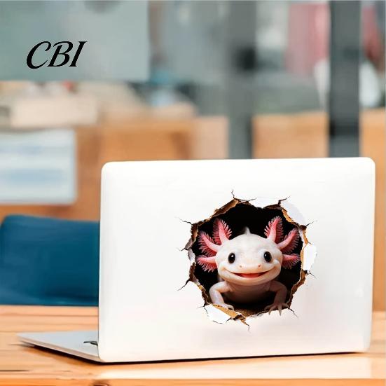 Axolotl Wall Decals 3D Sticker, Realistic Hole Cute Animal Self Adhesive Modern Home Interior Decor Waterproof PVC Decal for Living Room Bedroom