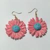 Colorful Raffia Flower Dangle Earrings: Summer Beach Style, European & American Fashion, Versatile & Exaggerated Design
