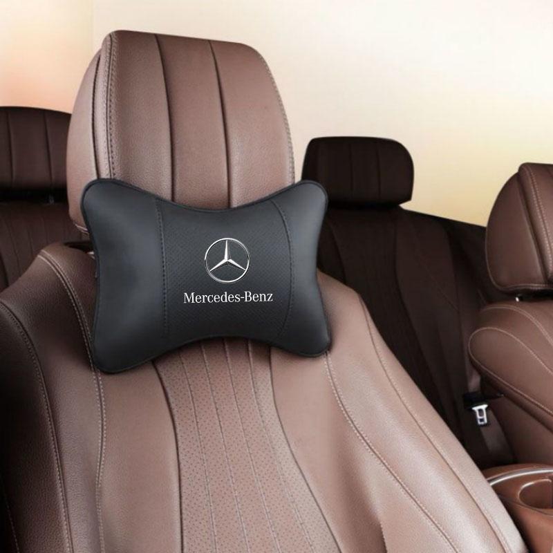 Car Seat Headrest Auto Logo Neck Pillow Car Accessories For Mercedes Benz A B C E S Class CLA CLS SLK GLA GLC GLB GLK AMG W204