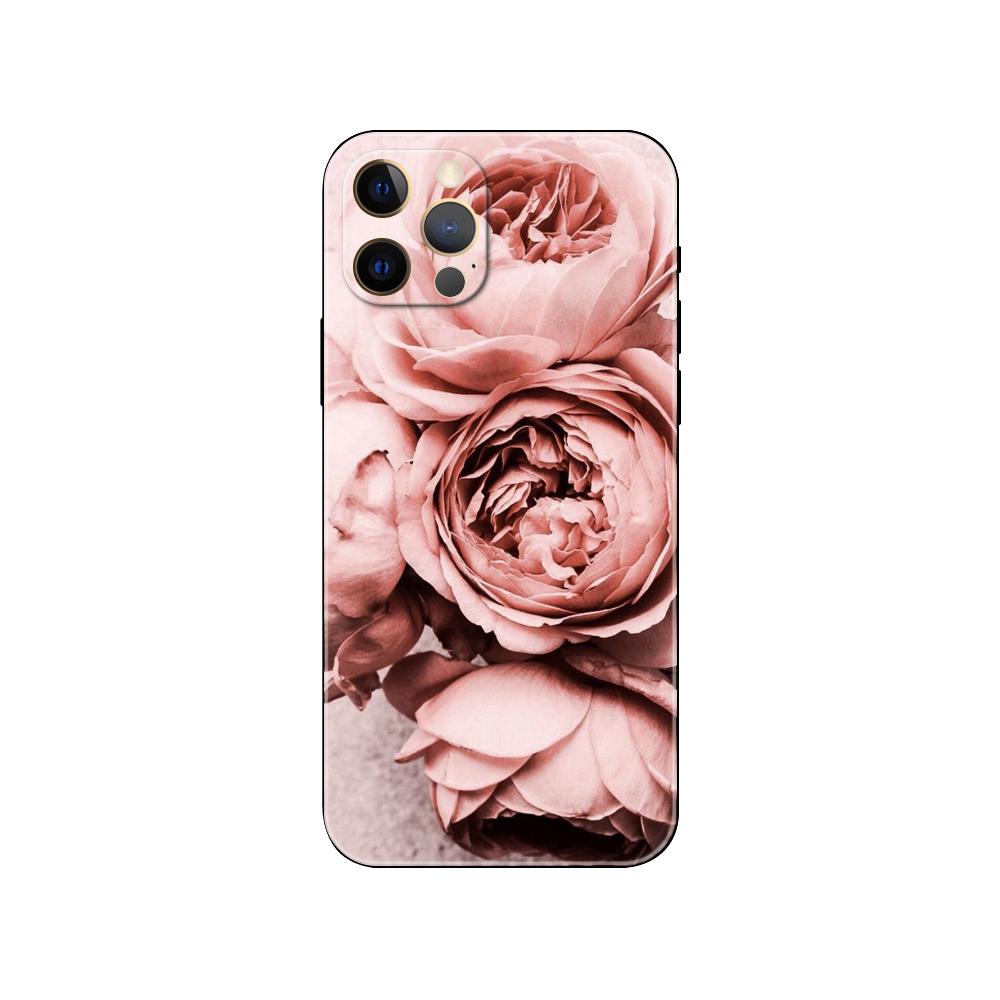 Peonies Beautiful Flower Phone Case for Iphone 5 5s 2020se 6 6s 7 8 Plus X 10 XR XS 11 12 13 Mini Pro MAX Black Tpu Back Cover