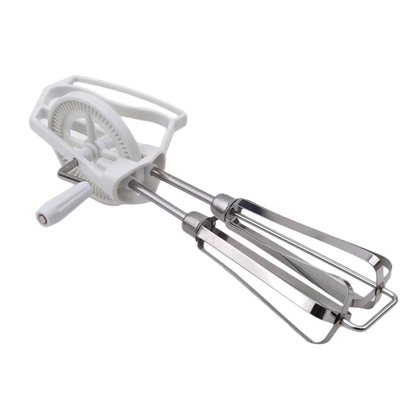 Nerezová ocelová rotační ruční šlehačka, šlehač vajec, dvojúčelový plastový mixér, kuchyňský nástroj na vaření