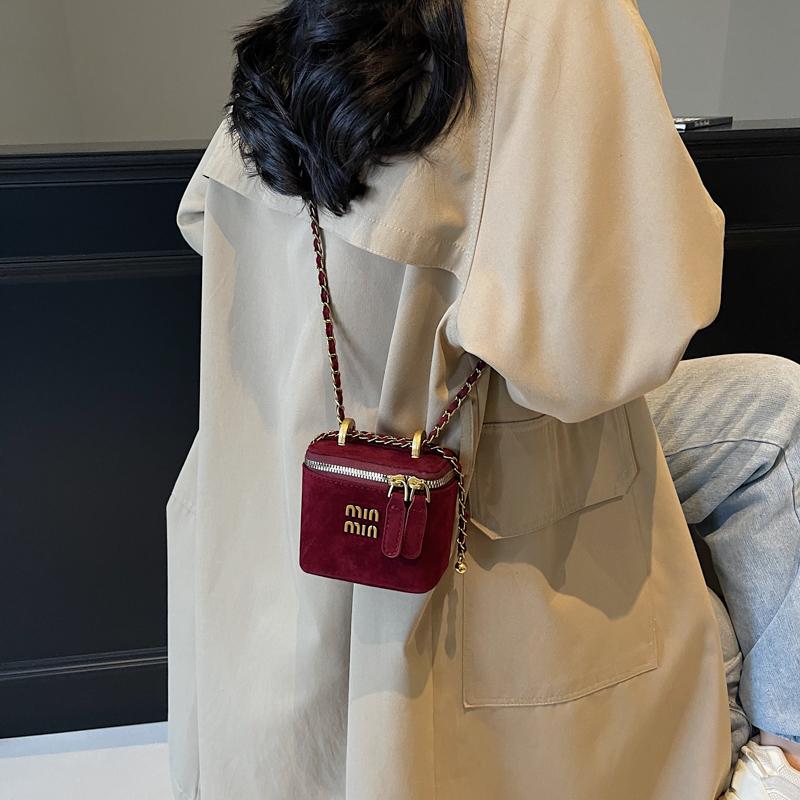 Frosted new chain miu French box bag niche texture women's small square bag personalized shoulder messenger bag