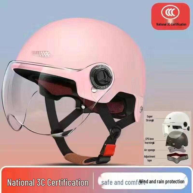 3C Certified Electric Vehicle Helmet for Men & Women - All-Season Safety & Sun Protection, Summer Scooter Half Helmet