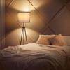 Pulling   Tripod Floor Lamp Modern Design Standing Light with Linen Lampshade for Living Room Bedroom Study Room  
