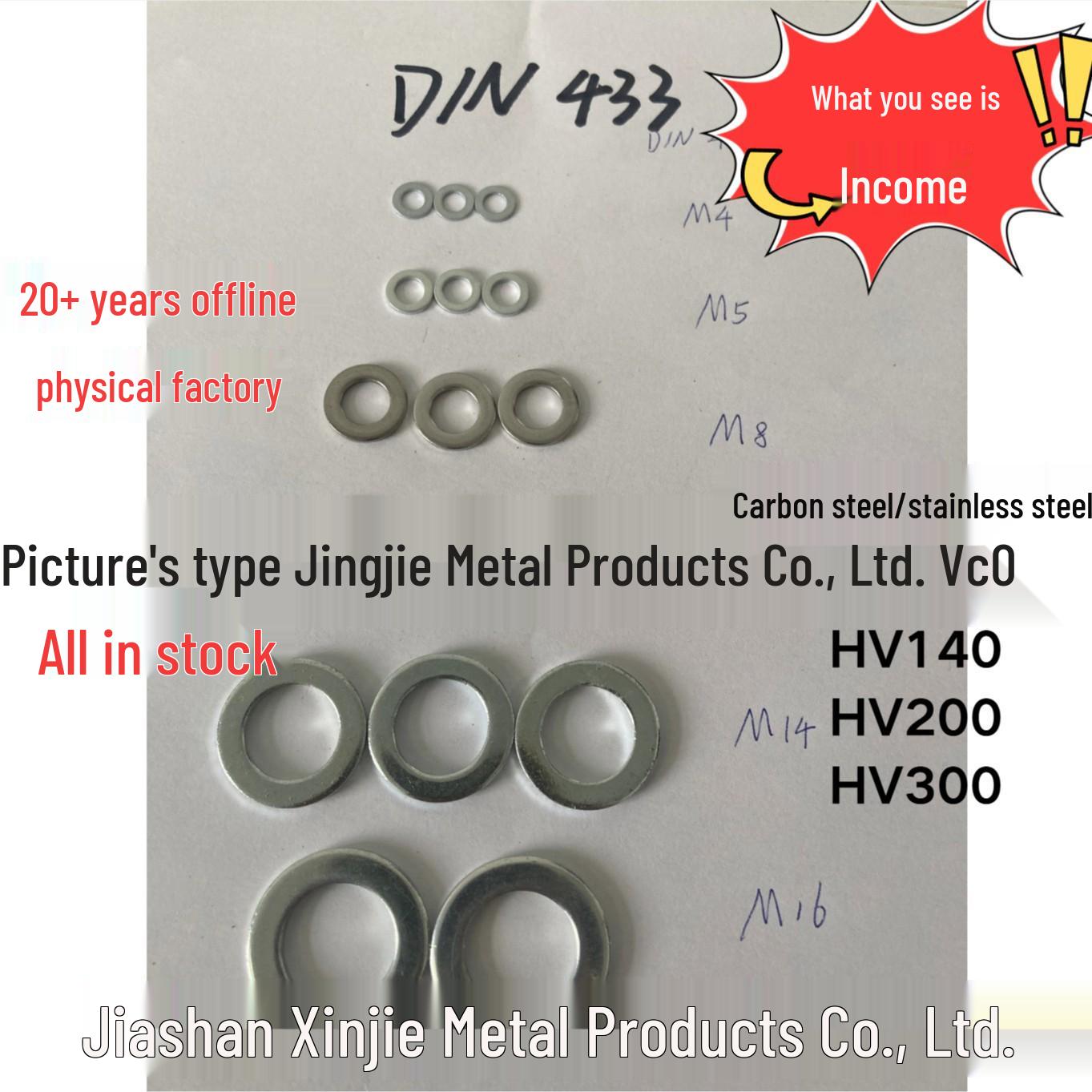 

DIN433 Eco-Friendly Flat Washer, Blue-White Galvanized Zinc Cr3+ Shim Gasket M3HV100 Natural Color
