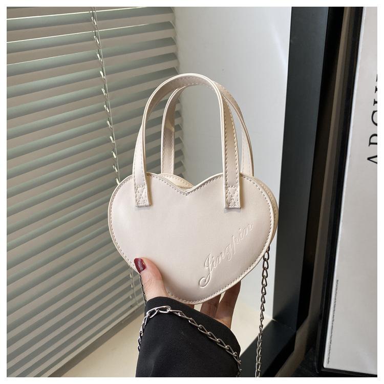 Simple Solid Color Fashion Summer New Sweet Girl Trend Peach Heart Mini Heart Single Shoulder Crossbody Handbag