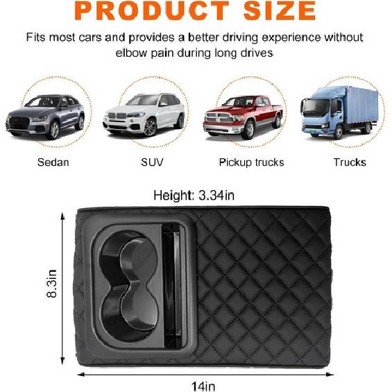 Car Center Console Armrest Pillow Auto Armrest Box Cushion Pad with Cup Holder