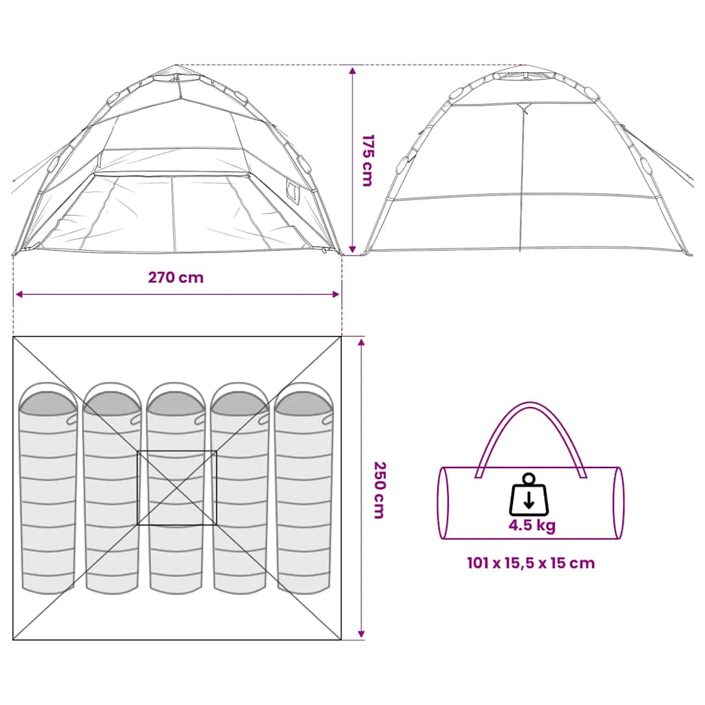 Fishing Tent for 4 People Brown Quick Release