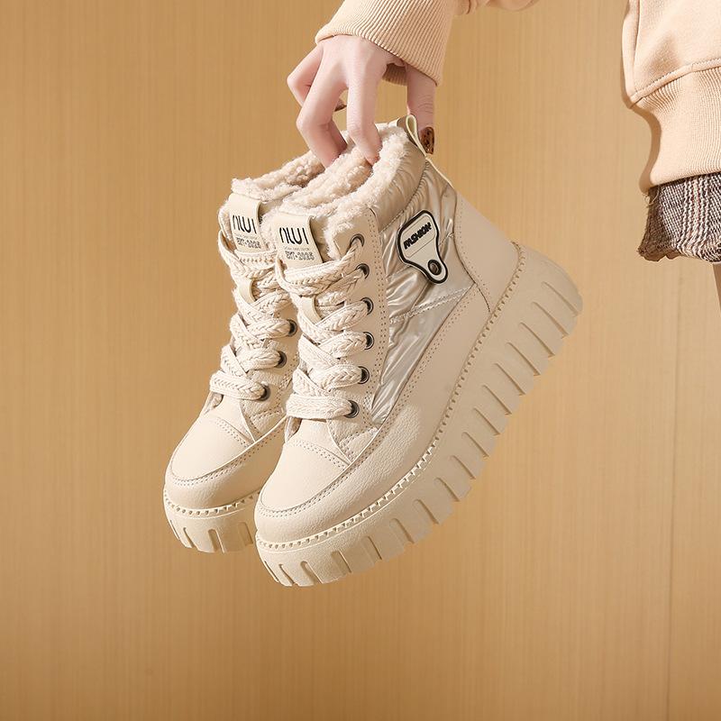 Cotton boots women's winter new high-top warm women's boots thick-soled 2025ins trendy versatile velvet women's shoes WS822