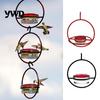 Decorative Garden Bird Feeder Metal Hanging Hummingbird Feeders for Outdoors, with Red Glass Bath Bowl & Perch, Patio Deck Clear