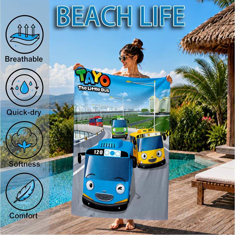Serviette de Plage Aventure Avec Mateo Le Petit Bus, Séchage Rapide, Facile d'Entretien, Convient aux Vacances Fitness et Plage, Essentiel de Sport