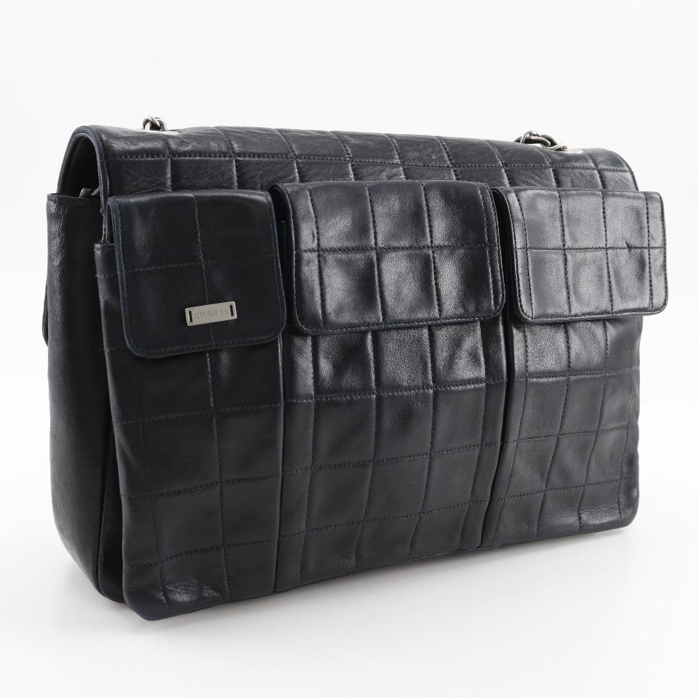 CHANEL 2.55 Chocolate Bar Shoulder Bag ChainShoulder vintage black lambskin Women Used