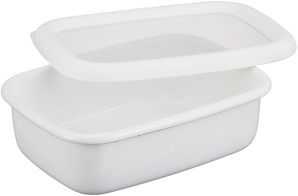 Fuji Enamel Shallow Storage S with Freezer Conte White Container, Size, 0.39L, Canister, Lid, IH, Oven, Compatible, KE-S LW,