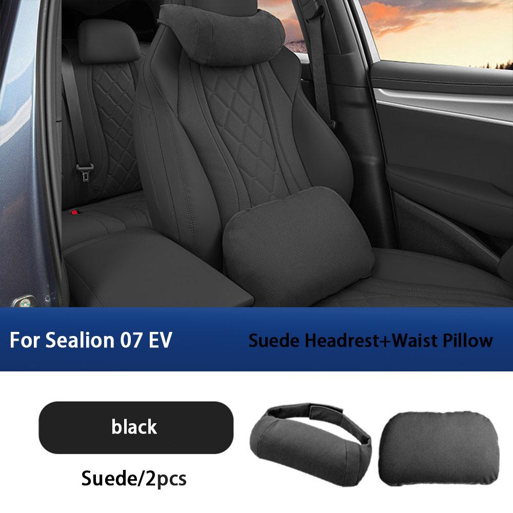 For BYD Sea Lion 7 EV Suede Headrest Lumbar Pillow Neck Protection Headrest Lumbar Support Car Interior Seats Accessories D5