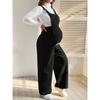 Pregnant Women's Clothing Autumn and Winter Fashion Maternity Pants, Elastic Loose Waistband Corduroy Overalls