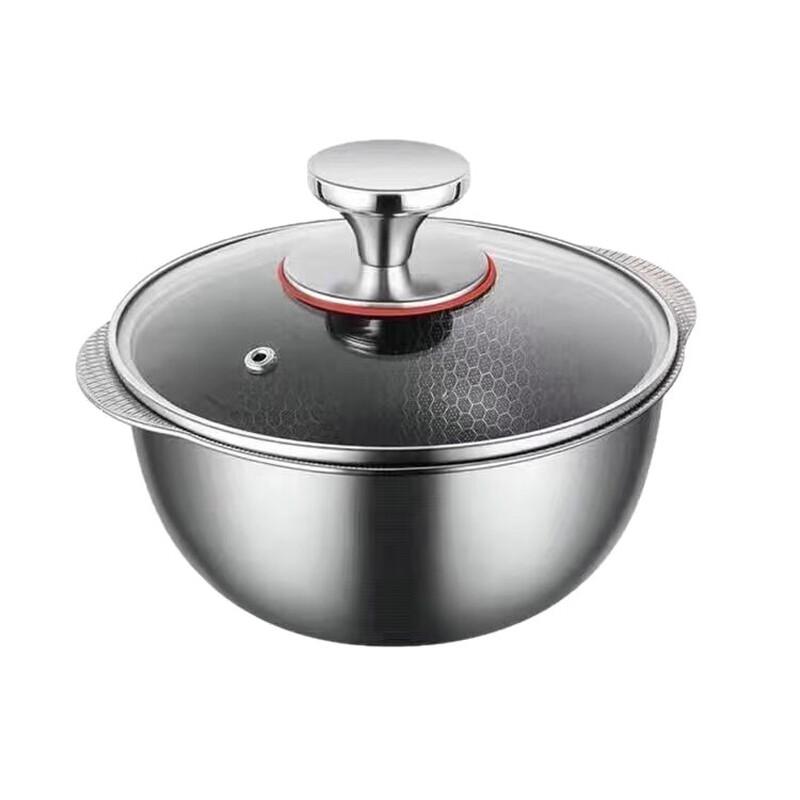 ZISIZ 22cm Honeycomb Non-stick Double-Handle Soup Pot