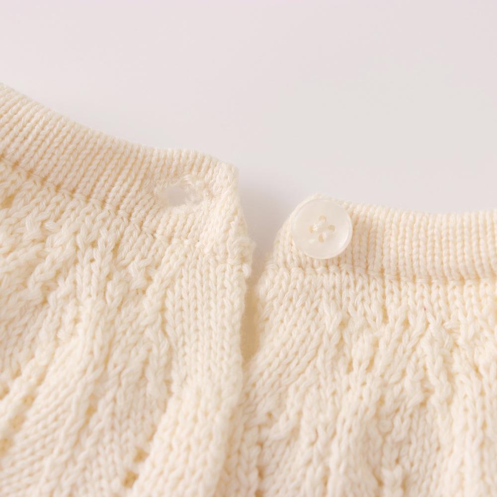 2025 Autumn Baby Girl Princess Romper: Embroidered Knit Sweater & Cotton Dress Jumpsuit for 100 Days to 1 Year Old