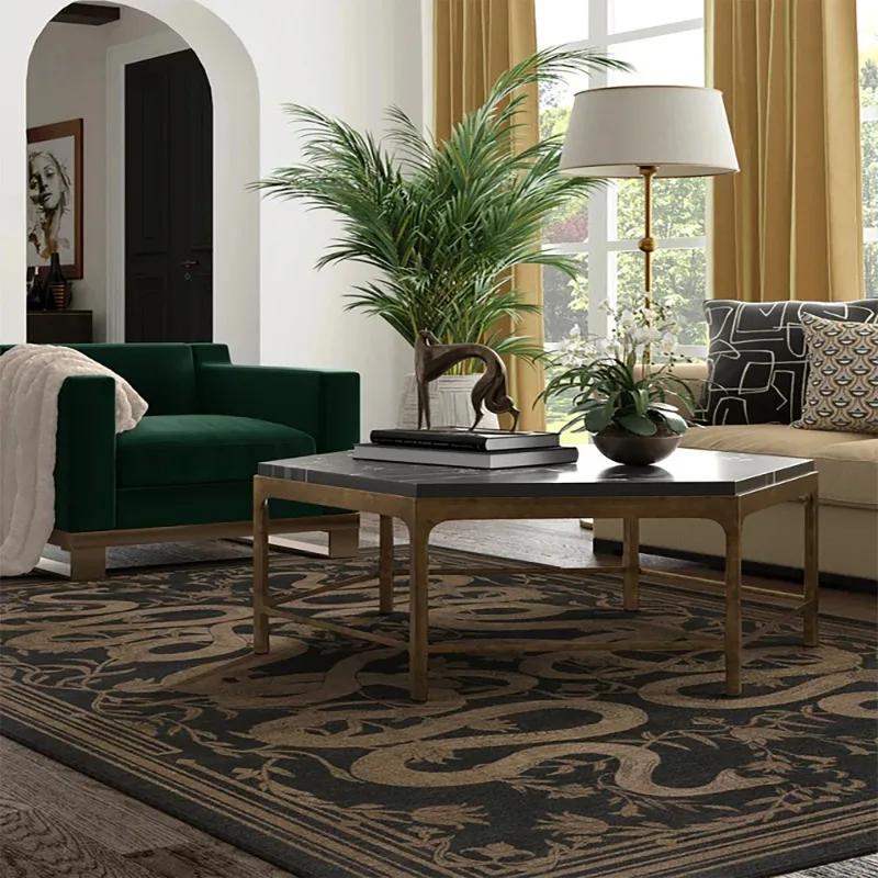 Retro French Snake Pattern Living Room Decorative Carpet Floral Ethnic Style Kitchen Corridor Rug Creative Art Easy To Care Rugs