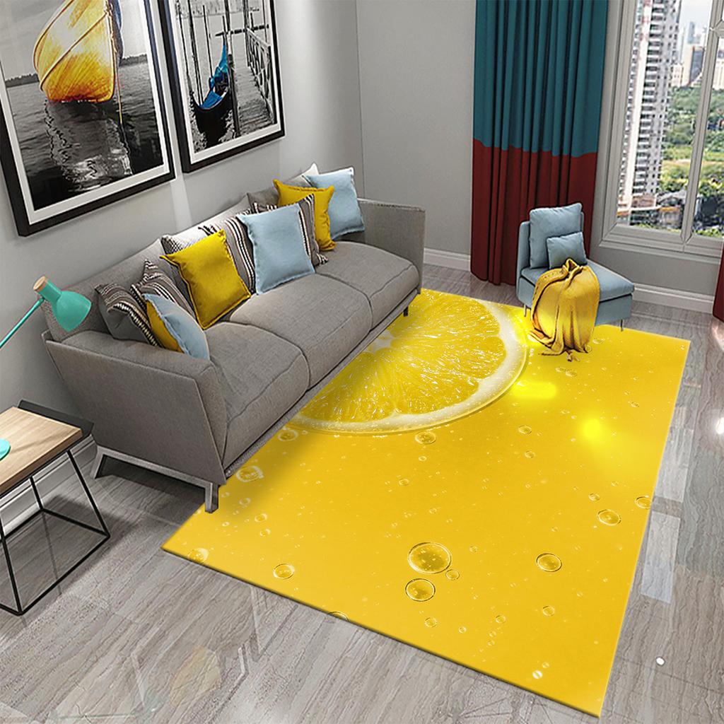 Yellow and Green Lemon Carpet Fresh Fruit Pattern Doormat Bathroom Kitchen Anti-slip Carpet Bedroom Living Room Decor Floor Rugs