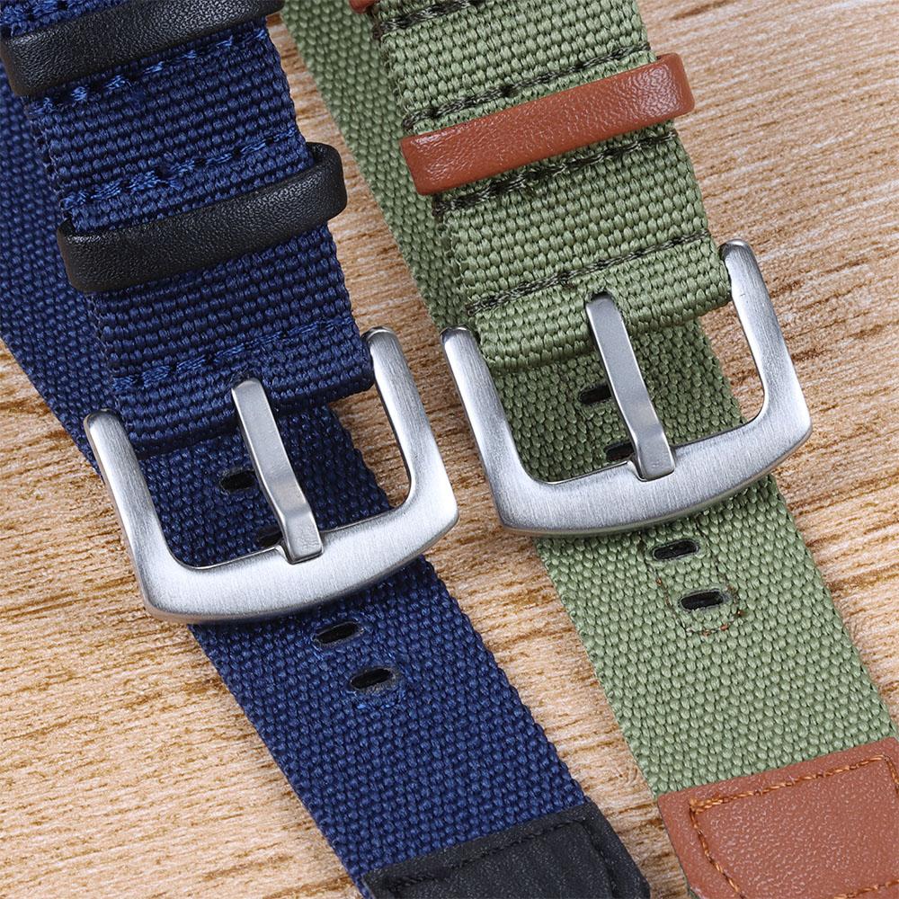 20mm 22mm Woven Nylon Watch Bracelet for Seiko for Rolex Canvas Patch Leather Watch Strap for Omega Replacement Watchband Belts