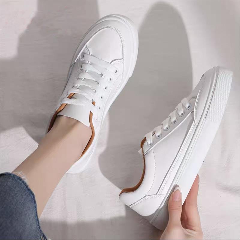 Modische Schnür-Flachschuhe für Damen in Weiß, Freizeit - Herbst 2024 Kollektion
