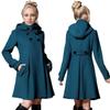 Women's Coats - Daily Women's Hooded Double Breasted Wool Blend Mid-long Cloak Coat Winter Outerwear