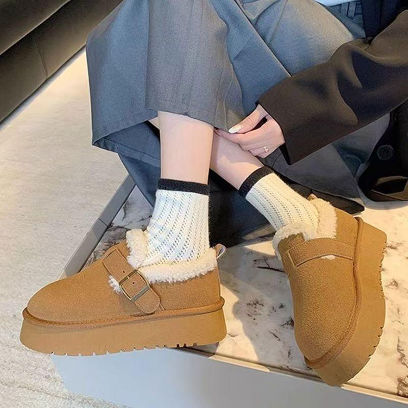 Autumn and winter new velvet Birkenstocks platform casual snow boots comfortable cotton shoes