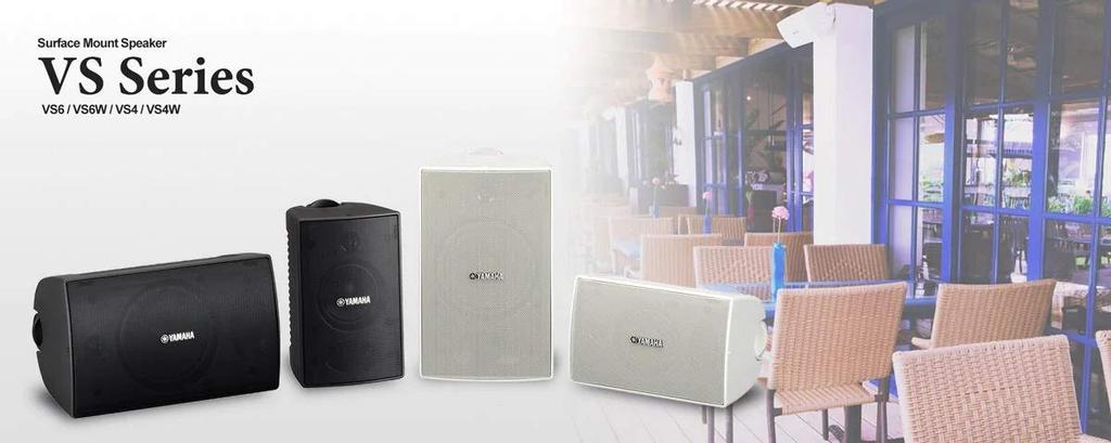 Yamaha VS4 All-Weather Speakers with Mounting Brackets for Small Facilities, High-Impedance Connection Support, Black (1 Pair)