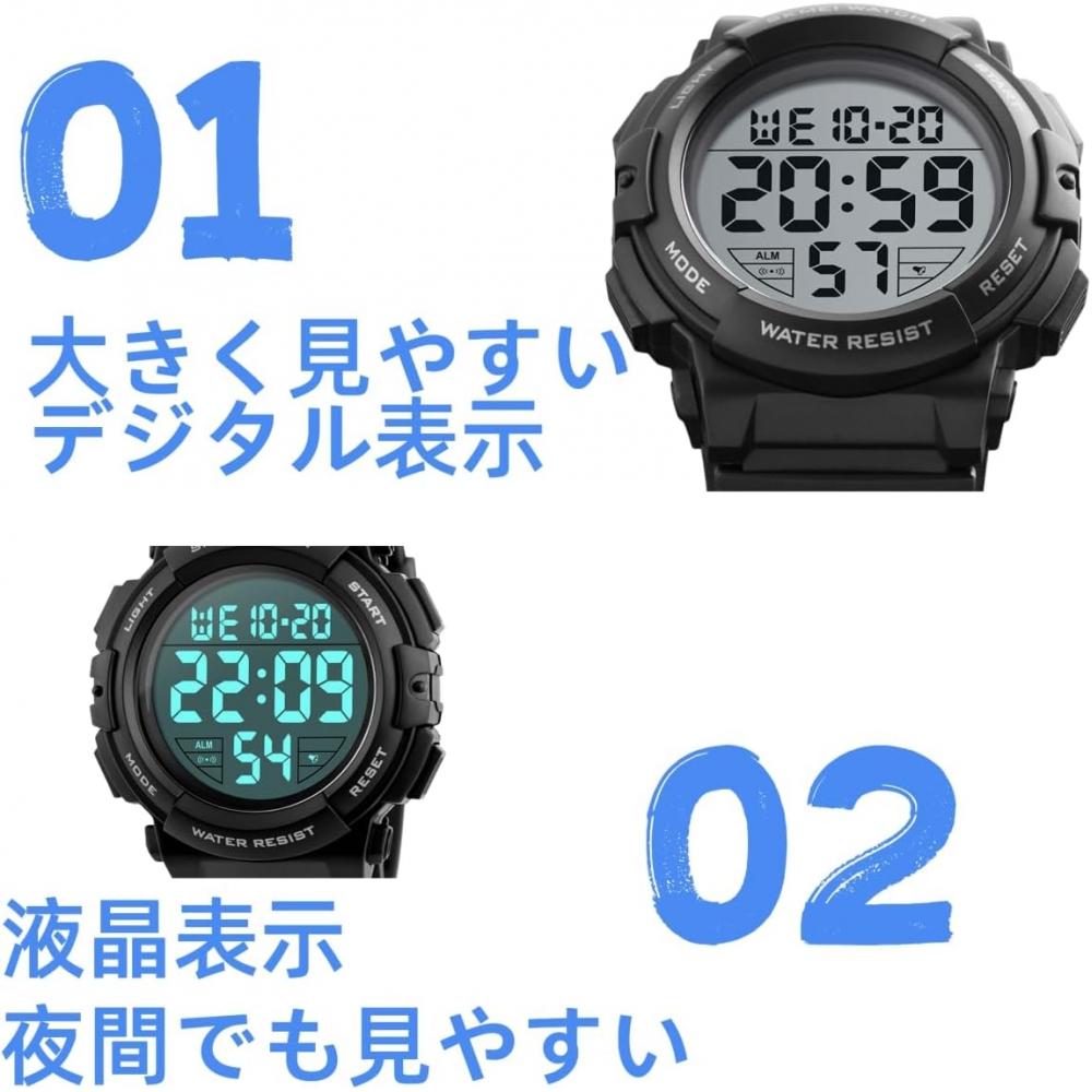 Datirzyx Men S Waterproof Digital SportS Watch Large Screen diSplay Alarm  Red 