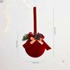 Popular Nordic Red Flocking Christmas Bell Ornaments for Tree and Shop Window Decoration