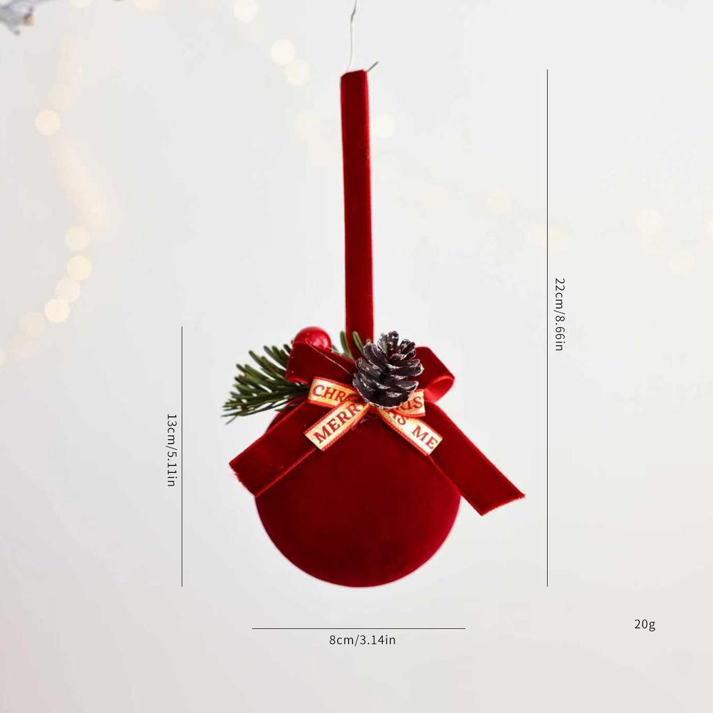Popular Nordic Red Flocking Christmas Bell Ornaments for Tree and Shop Window Decoration