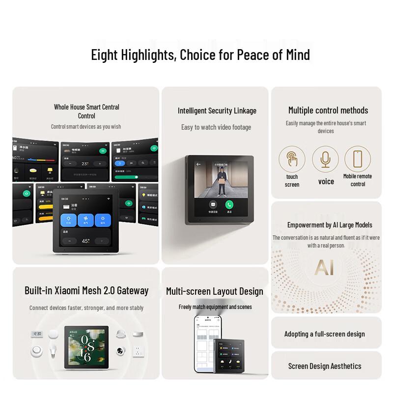 Xiaomi Smart Home Control Panel with AI Voice