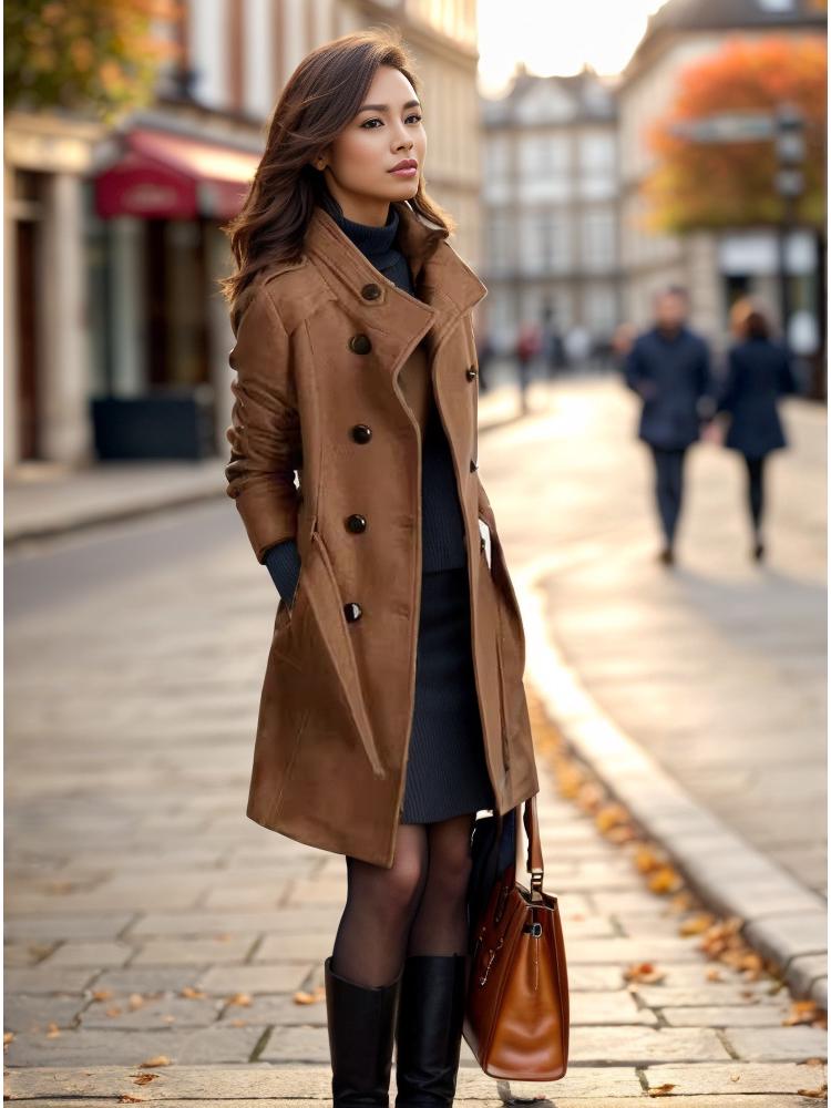 European-American Autumn/Winter Wool Coat, Plus Size, Korean Slim Fit Long Trench.