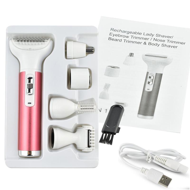 5 in 1 Electric Hair Remover USB Rechargeable Lady Shaver Nose Facial Eyebrow Face Body Trimmer Razor