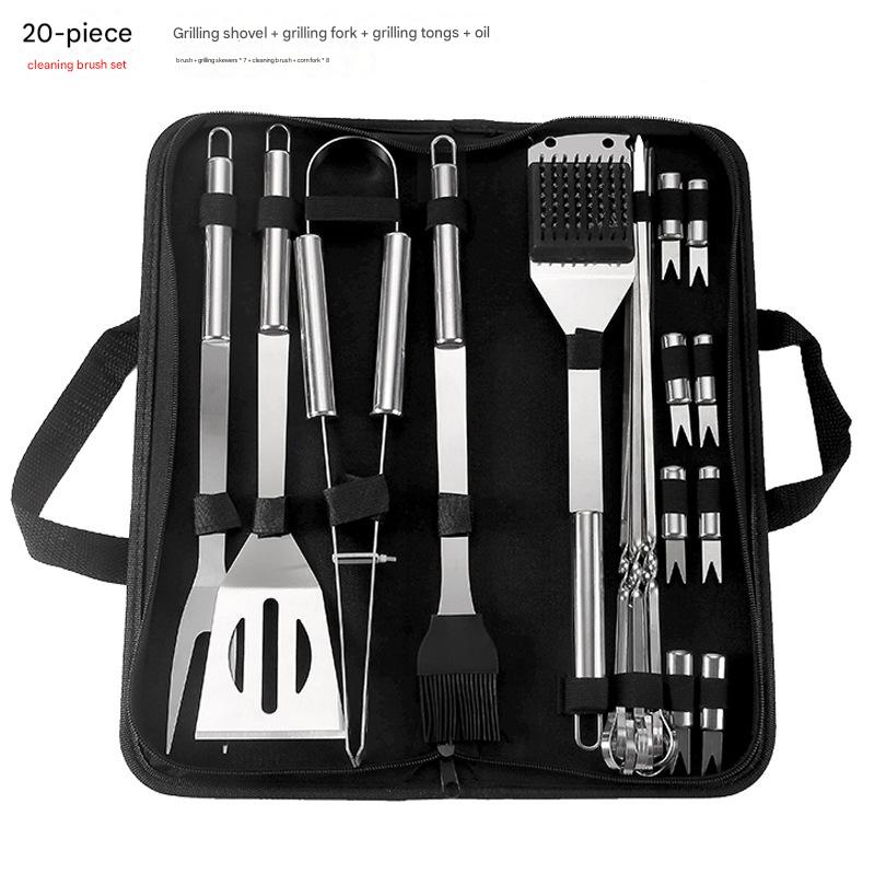 Stainless Steel Grill Set BBQ Combination Tools Set Barbecue Tools Set Outdoor BBQ Set Grill Set Patio BBQ Tools Set Tools for BBQ with Storage Bag