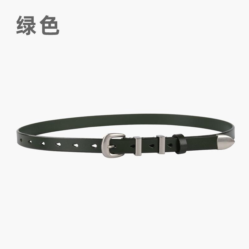 

Женский ремень из коровьей кожи, женский ремень из натуральной кожи, классический, ретро, повседневный, для брюк, джинсов, премиальный женский ремень в стиле BF 105cm зелёный