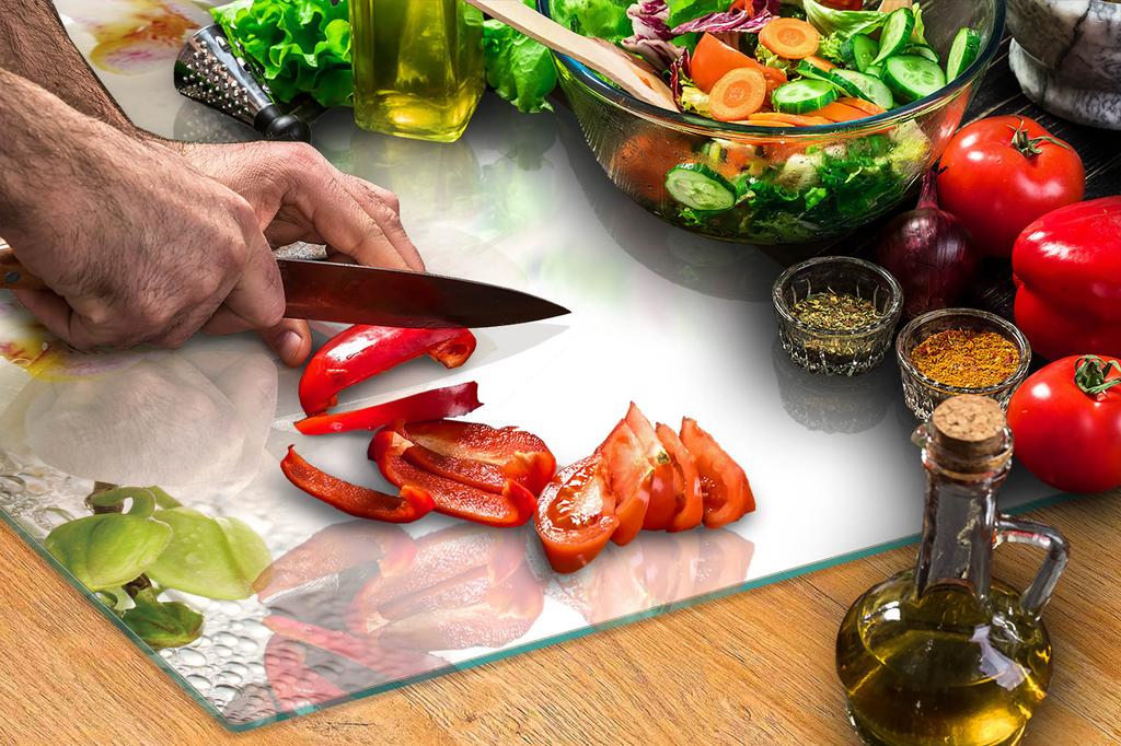 SZKLANA DESKA DO KROJENIA 52x30 ORCHIDEA