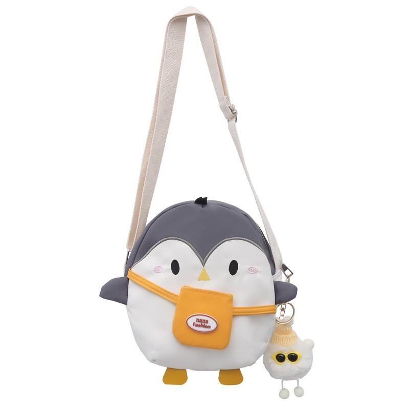

Сумка через плечо Пингвин Диагональная Регулируемый плечевой ремень Круглый стиль на молнии темно-серого