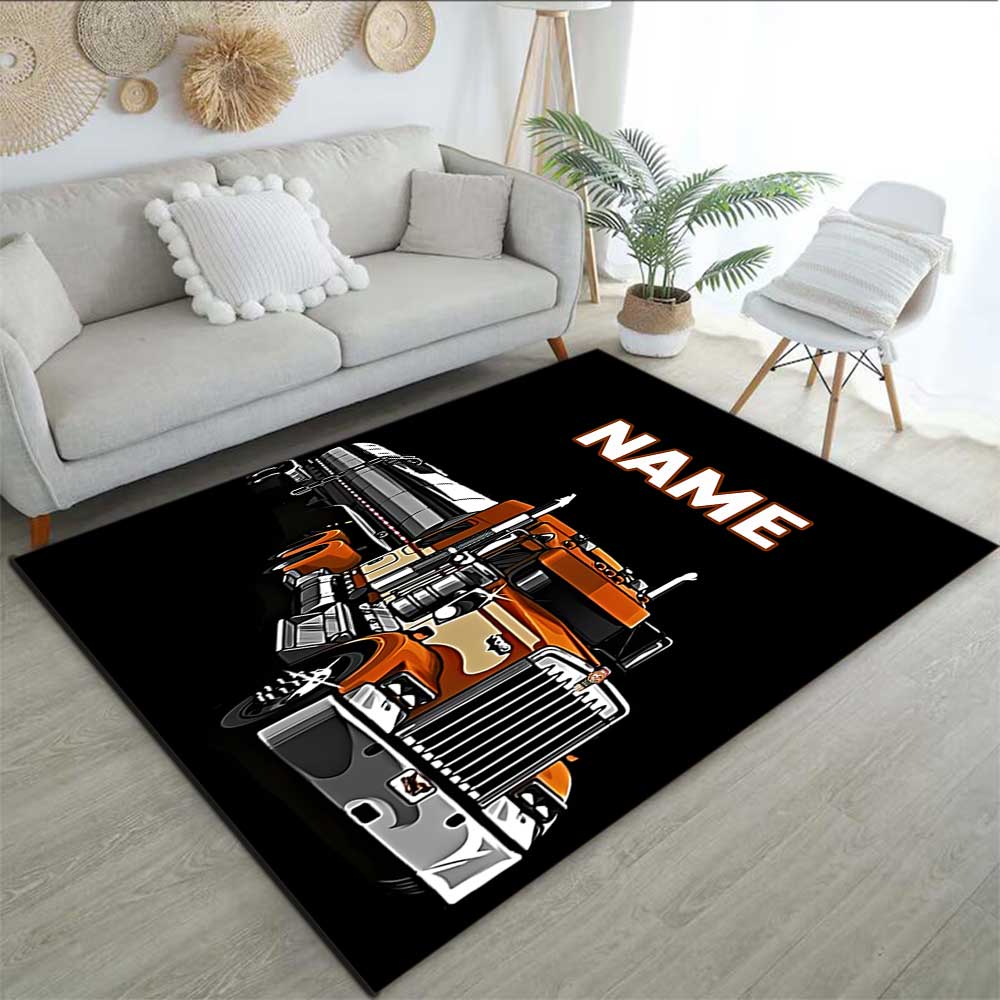 Truck Racing1 Customize your name rug, office chair cushion, home bedroom living room gift.