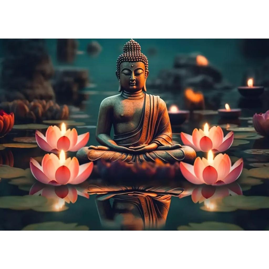 Zen Religion Meditation Buddhism Poster and Print Canvas Painting Wall Art Buddha In Nature Abstract Picture for Room Home Decor